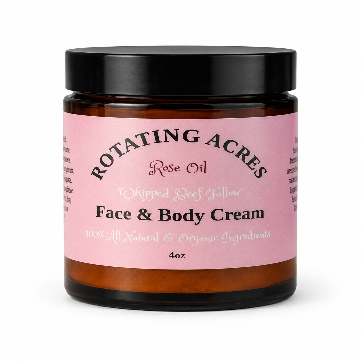 Grass-Fed Whipped Beef Tallow Cream with Organic RoseEssential oil 4oz
